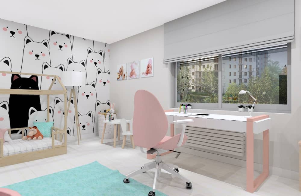 Pokój dla dziecka, dziewczynki, fototapeta kotki